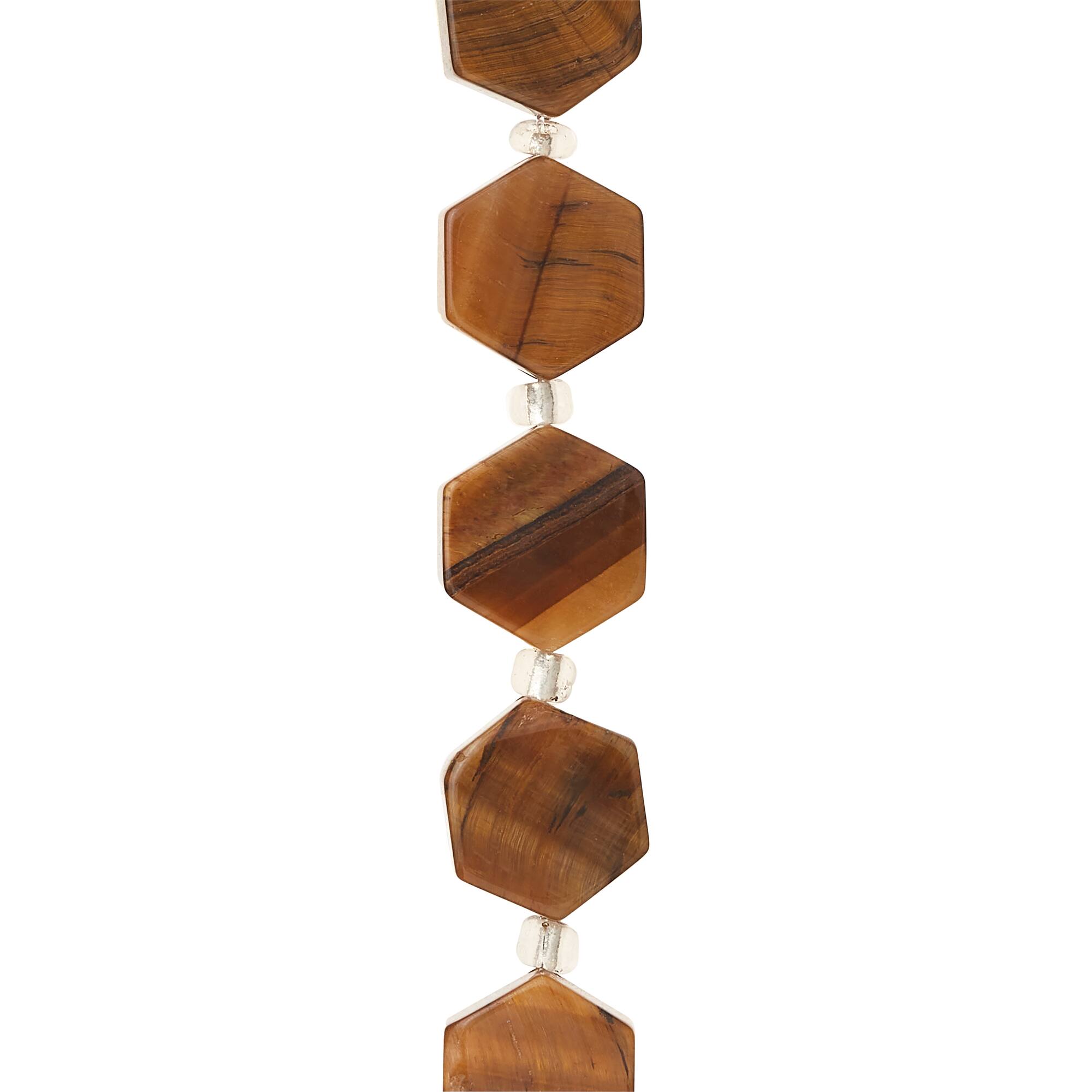 Tigereye Hexagon Beads, 12mm by Bead Landing™